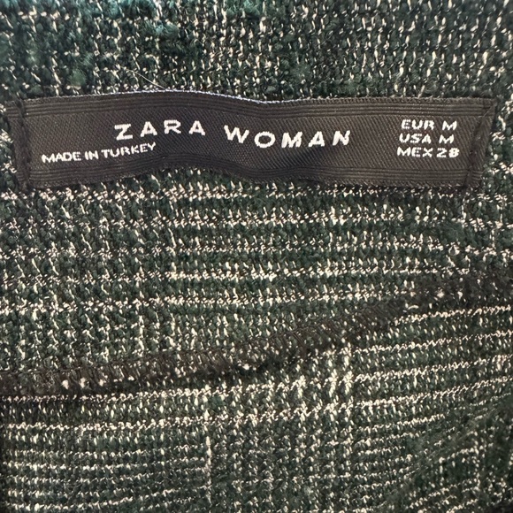 Zara Tweed Belted Fit & Flare Cropped Sleeve Mini Short Dress, Forest Green, Med - Picture 13 of 15